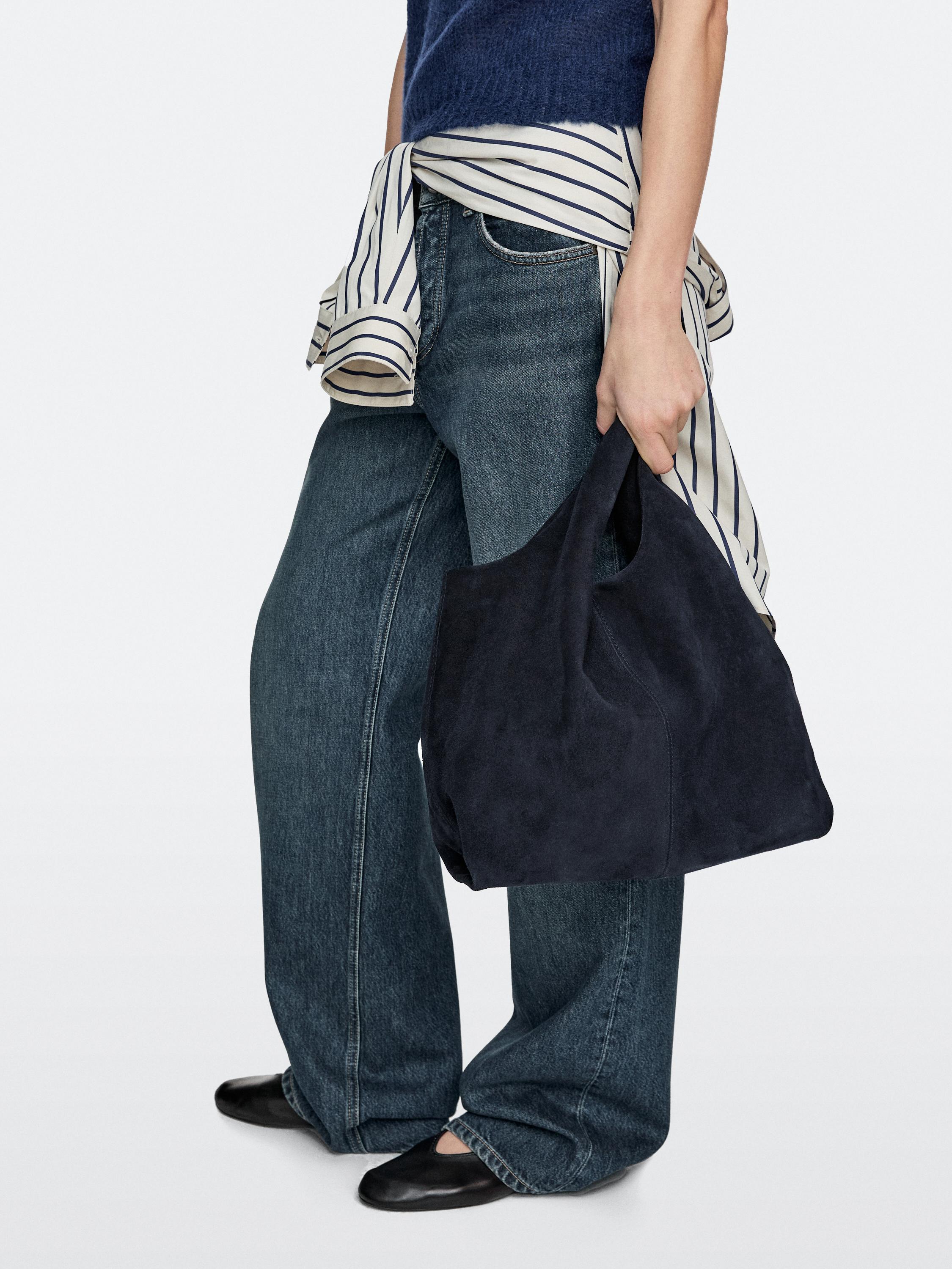 Medium split leather shopper bag